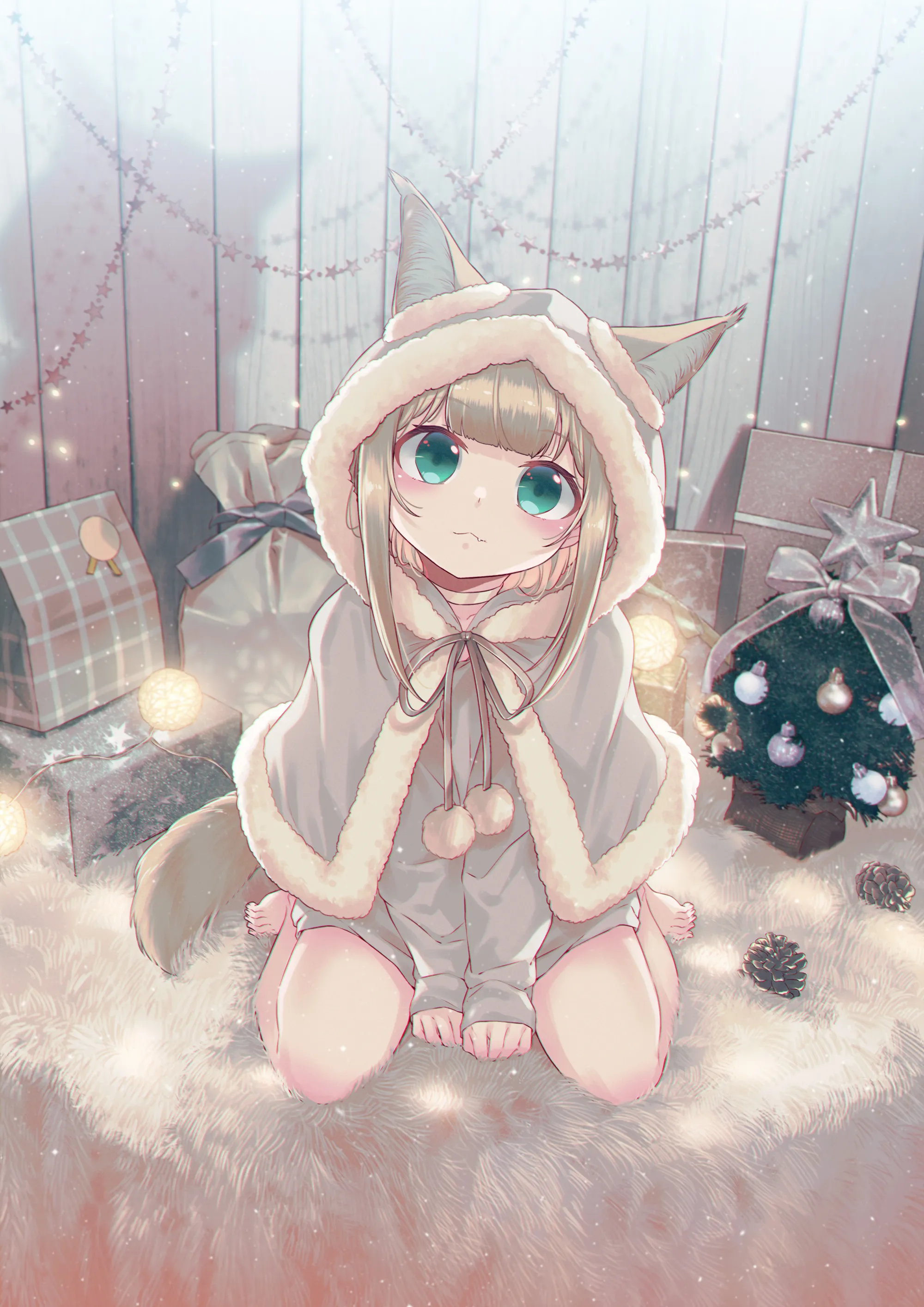 ホワイトクリスマスなきなこ描いたよ🎄🎁🐈